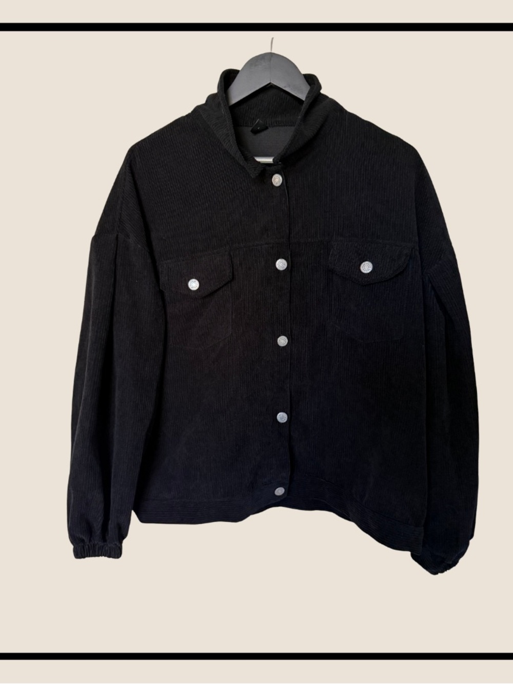 SHEIN Black Corduroy Button Down Chest Pocket Jacket Women’s M